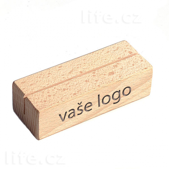 Menu stojan hranol - A5, buk přírodní, vaše logo