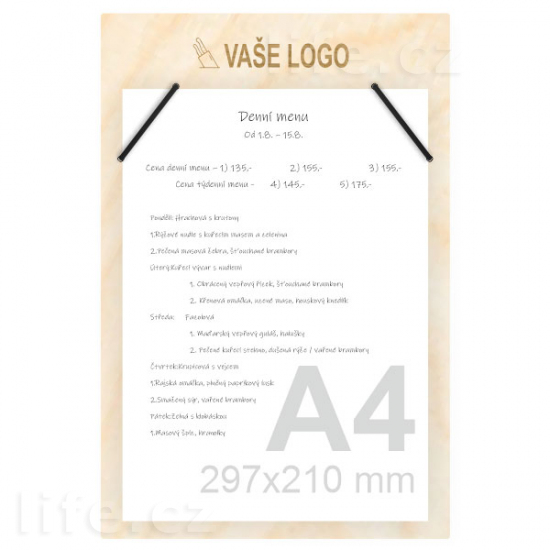 GUMMY A4,  bříza přírodní, jídelní lístek, vaše logo