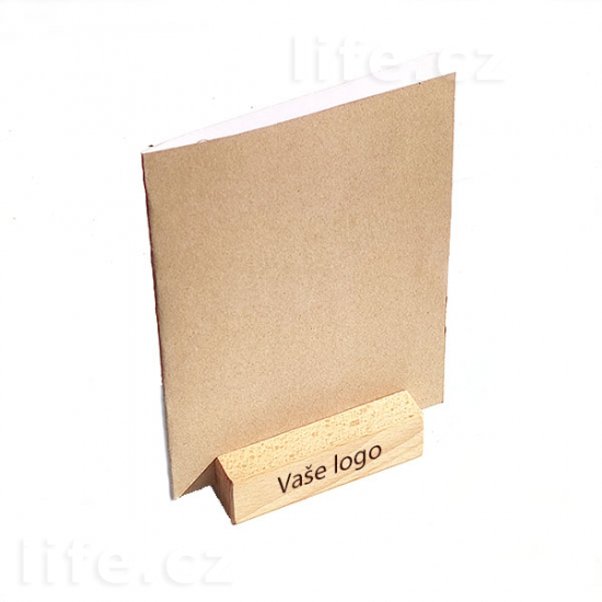 Menu stojan hranol - A5, buk přírodní, vaše logo
