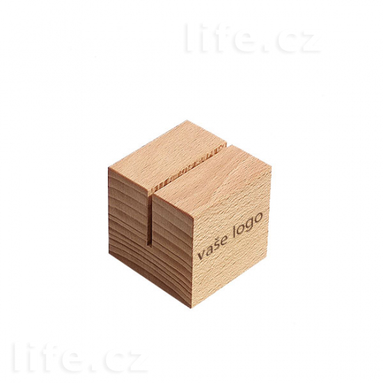 Menu stojan krychle - A5, buk přírodní, vaše logo