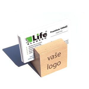  Krychle na vizitky, buk přírodní, vaše logo