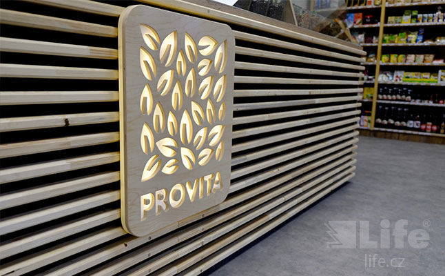 Logo na prodejním pultu Logo na prodejním pultu