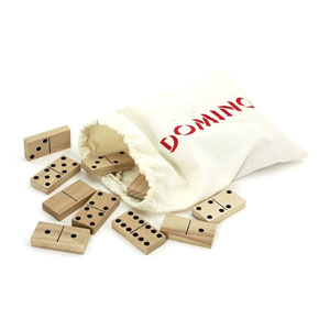 Dřevěné domino v plátěném pytlíku - klasické - černé kameny