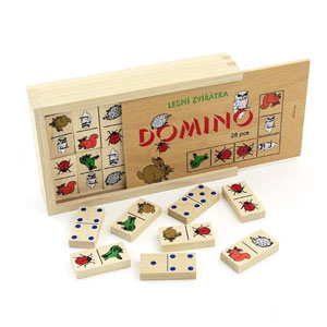 lesní zvířátka - Malé domino v bukové krabičce