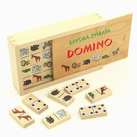 Africká zvířátka - Malé domino v bukové krabičce