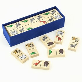 Domino s motivy afrických zvířátek - malé domino v papírové krabičce