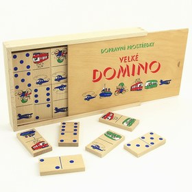 Dřevěné domino v bukové krabičce - dopravní prostředky