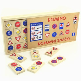 dopravní značky - Malé domino v bukové krabičce