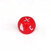 červená kostka symbol telefonu